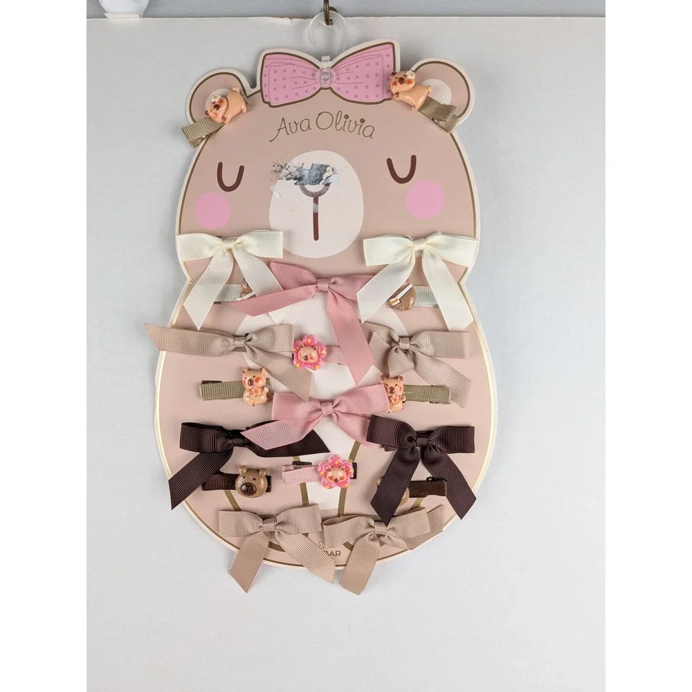 Ava Olivia Bear‎ Hair Clip Holder Organizer Storage Display Baby Girl Bows